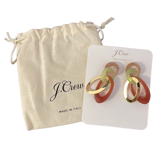 New J.Crew Made-in-Italy Acetate Interlocking Oval Dried Blossom Earrings - Picture 8 of 9